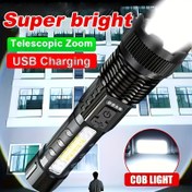 Resim 1 Adet Şarj Edilebilir LED Taktiksel El Feneri, 7 Mod, Type-C USB Şarj, 18650 Lityum Pil, ABS Malzemeli Taşınabilir Acil Durum Işığı, Açık Hava Maceraları & Acil Durumlar İçin 