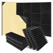 Resim Bueattuh 6 Paket Ses Düzeltısı Köpük Paneller 2 x 12 x 12 Inç Kendi Kendinden Yapışkan Yüksek Yoğunluklu Akustik Köpük Ses Geçirmez Duvar Panelleri (Yurt Dışından) 