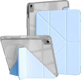 Resim UnDePlus iPad 11.Nesil A16 11inç/10.Nesil 10.9inç ile uyumlu Kılıf Mika Trifolding Şeffaf Kalem Bölmeli 
