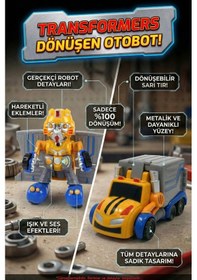 Resim Işıklı Sesli Dönüşebilen Robot Kamyon Otobot Transformers Oyuncak Çok Renkli 