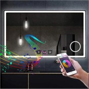 Resim Dnr-Mirror80x120 Cm Bluetoothlu Buğu Yapmayan Makyaj Aynalı Dokunmatik Beyaz Ledli Dikdörtgen Banyo Aynası 