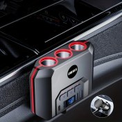 Resim Cloudstore Siyah 120w 3 Çıkışlı Araç Şarj Aygıtı Voltaj Ekranlı 4 Usb Bağımsız Anahtarlı 12v 24v 