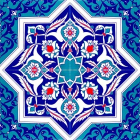 Resim Armada Çini 20x20 Cm Ac 49 Türkmen Yıldız Desenli Kütahya Çini Karo 