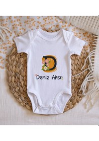 Resim Bitmeyenkartus Bk Kids Isimli Harfli Bebek Body Zıbın - Model 1 Beyaz 