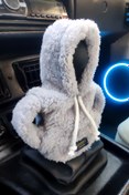 Resim Bundeba Vites Süsü Gri Peluş Hoodie Kapüşonlu Araba Vites Topuz Süsü Oto Aksesuarı Vites Topuzu Sweatshirt 