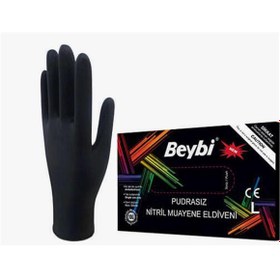 Resim Beybi Muayene Large Pudrasız Siyah Nitril Eldiven 