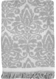 Resim Mira Home Saçaklı Lüks Banyo Havlu Takımı %100 Pamuk Lalezar Gri 