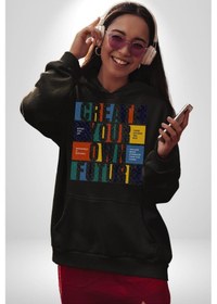 Resim Geleçeği Seninle Planlayalım Kadın Erkek Siyah Kapüşonlu Sweatshirt Hoodie Siyah 