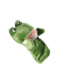 Resim Kurbağa El Kuklası Çalışan Ağızlı Çocuk Peluş El Kuklaları Yeşil 