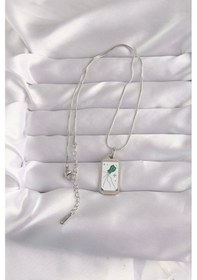 Resim 316l Çelik Gümüş Renk Beyaz Mineli Tarot Kolye Çok Renkli 