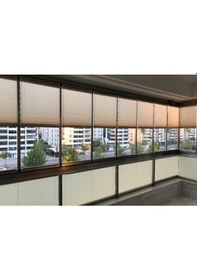 Resim A.kahve 09-09 Plise Perde - Katlanır Cam Balkon Perdesi Açıkkahve 