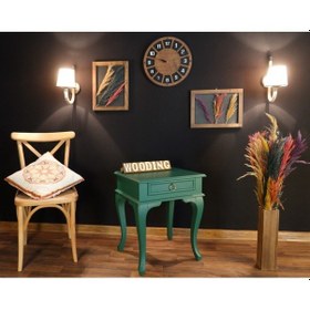 Resim Wooding Çekmeceli Masif Yeşil Komodin Yan Sehpa (548591154) 