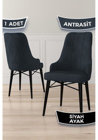 Resim Canisa Concept Neta Serisi, 1.sınıf Babyface Kumaş ,siyah Gürgen Ayak, 1 Adet Antrasit Mutfak Sandalyesi Sandalye Antrasit Ayaklar Siyah 