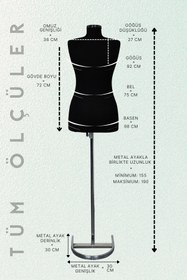 Resim Acar Raf Terzi Mankeni Süngerli Prova Mankeni Siyah Kumaş Kaplamalı 40 Beden 