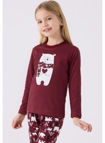 Resim Arnetta Kız Çocuk Bordo Pijama Takımı Bordo 