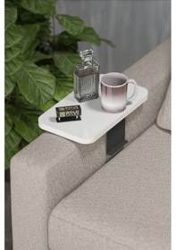 Resim Yan Sehpa Ayarlanabilir Tepsi Dikdörtgen Dekoratif Beyaz 2 Adet 