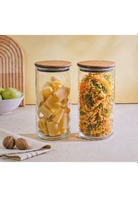 Resim Selka Home Liya 1400 Ml. 2'li Kavanoz Şeffaf 