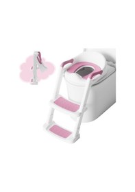Resim Deanic Çocuk Klozet Adaptörü Merdivenli, Pu Pedli, Kaymaz, 1- 7 Yaş, 38- 47 Cm Uyumlu Pembe 