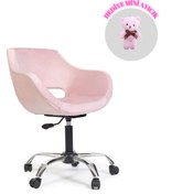 Resim MARKAELZ Krom Metal Ayaklı Ofis Çocuk Odası Çalışma Sandalyesi (AYARLANABİLİR) Pembe 