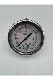 Resim SCOTT Ø 100 mm Gliserinli Tip Manometre 1/2'' Arkadan Bağlantı Ön Flanş 304 Inox Pirinç ( 0 ...4Bar ) 