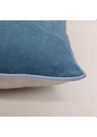Resim Efe İki Renkli Biye Detaylı Kırlent Kılıfı Gri - Mavi 