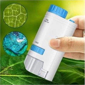 Resim Mini El Mikroskopu, 200X Büyütme Kapasitesi, LED Işıklı Tasarım, Hd Yüksek Görüntü Kalitesi, Tek Elle Rahat Kullanımlı, Hafif ve Kompakt Tasarım, Eğlenceli ve Öğretici Mini El Keşif Mikroskopu 