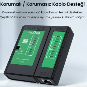 Resim Veggieg RJ45 RJ11 Uyumlu Cat6 Cat7 Cat8 Poe Destekli Network Ethernet Kablo Test Cihazı 