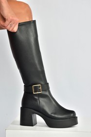 Resim Fox Shoes V726454109 Siyah Kalın Topuklu Klasik Kadın Çizme 