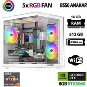 Resim Xaser Sword X60 Eko R7 5700X 16 GB 512 GB M.2 Nvme SSD 8GB RTX5060 Free Dos Masaüstü Oyuncu Bilgisayarı 