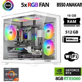 Resim Xaser Sword X60 Eko R7 5700X 16 GB 512 GB M.2 Nvme SSD 8GB RTX5060 Free Dos Masaüstü Oyuncu Bilgisayarı 