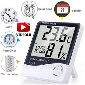 Resim Lodos_Elektronik-Htc Derece Termometre Isı Nem Saat Alarm Mini Dijital Termometre 