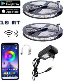 Resim Bluetooth Özellikli Rgb Şerit Led 5050 Smd Iç Mekan 3 Çip Sese Ve Müziğe Duyarlı 3 Metre 