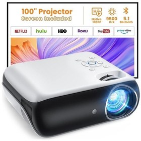 Resim 1080P 9500L Taşınabilir Dış Mekan Bluetooth Film Projektörü -100" 