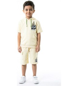 Resim Xo Kids Erkek Çocuk Yazlık 2li Alt Üst Takım Tişort + Şort 2-7 Yaş 3222 Krem 