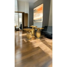 Resim Wood Wooden Ahşap 3lü Set Mantar Yan Sehpa Modern Tütün Renk Fiskos 