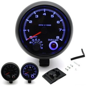 Resim Aubyhe 12v Benzinli Araçlar İçin 3.75" Siyah Mavi Işık 0-8000 Rpm Tachometre Gösterge 