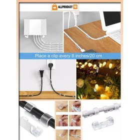 Resim MERİVİA All Product Kendinden Yapışkanlı Kablo Sabitleyici Klips Seti 160’lı – Şeffaf Kablo Düzenleyici, Toplayıcı, Her Yüzeye Uygun, Kolay Montaj 
