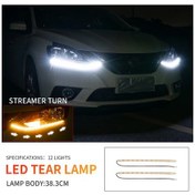 Resim 2pcs Drl Led Gündüz Çalışma Işığı Şeritleri Esnek Su Geçirmez Far Dönmesi 12 Led 1 Piece Set 