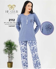 Resim Hf Club 2112 Kadın Önden Düğmeli Uzun Kollu Pijama Takımı 