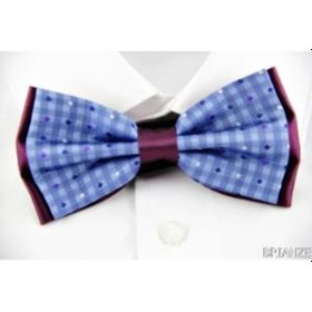 Resim Brianze Noktalı Çizgili Bordo Mavi Papyon DP-8 Bordo - Mavi 