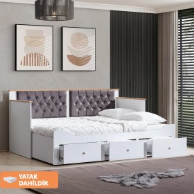 Resim Setay Alaçatı Divan Karyola Çekmeceli Açılır Çift Kişilik Karyola + Soft Yatak 