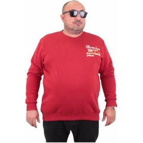 Resim Starbattal Erkek Büyük Beden Sıfır Yaka Sweat Conture Club 23203 Kırmızı-Kırmızı 