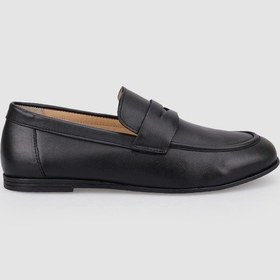 Resim %100 Hakiki Deri Siyah Kadın Loafer Siyah 