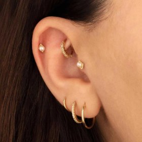 Resim Cherry By Özkonak İncili Baklava Tragus Piercing Sarı 