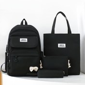 Resim Preppy Tarzı Kadın Sırt Çantası Seti ile Püskül - Naylon Çok Parça Kombinasyon, Düz Renk, Ayarlanabilir Askılar, Fermuar Kapatma, Anime Temalı, El Yıkamalı - Katlanabilir Okul ve Toplu Taşıma Çantaları Çeşitli Renklerde 