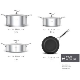 Resim Karaca Plasma Steel 316+ 3Ply Yanmaz Yapışmaz Çelik 7 Parça Tencere Seti 