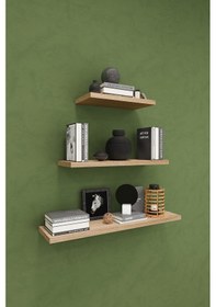 Resim Asra Trend Modern 3'lü Uçan Raf Çok Amaçlı Duvar Rafı Organizer %100 Mdf Kitaplık Mutfak Banyo Rafı Drf05 Sonomo 