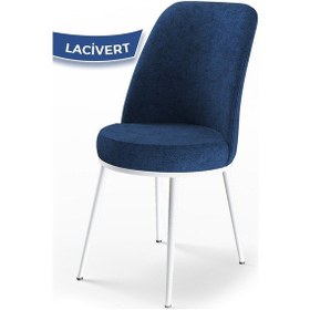 Resim Canisa Nil Serisi 70x110 Sabit Mutfak Masası Takımı Beyaz Mermer Desen Masa 4 Lacivert Sandalye Masa Beyaz Mermer Desen Sandalye Lacivert 