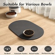 Resim 1 adet Koyu Gri Oval Evcil Hayvan Besleme Matı Köpekler & Kediler İçin - Emici, Kaymaz, Hızlı Kuruyan Yiyecek & Su Matı, Tüm Kase Türleri İçin İdeal - Mükemmel Ev Dekoru & Hediye 