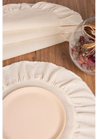 Resim Keten 2'li Fırfırlı Yuvarlak Amerikan Servisi 40 Cm - Ztasy2 Ekru 